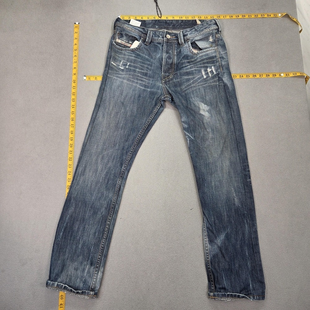 Diesel‎ Larkee Jeans Mens M Thrashed Blue Stacks Straight Denim 008ZF Fits 30x29